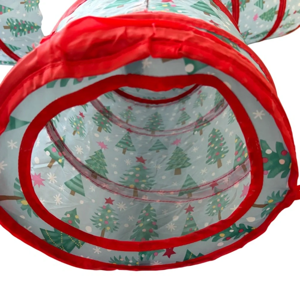 Christmas Holiday Cat Tunnel Pop-Up 3-Way Crinkle Texture Red Green Blue White - Picture 9 of 12